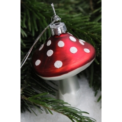 Christmas ornament mushroom, glass, 8cm